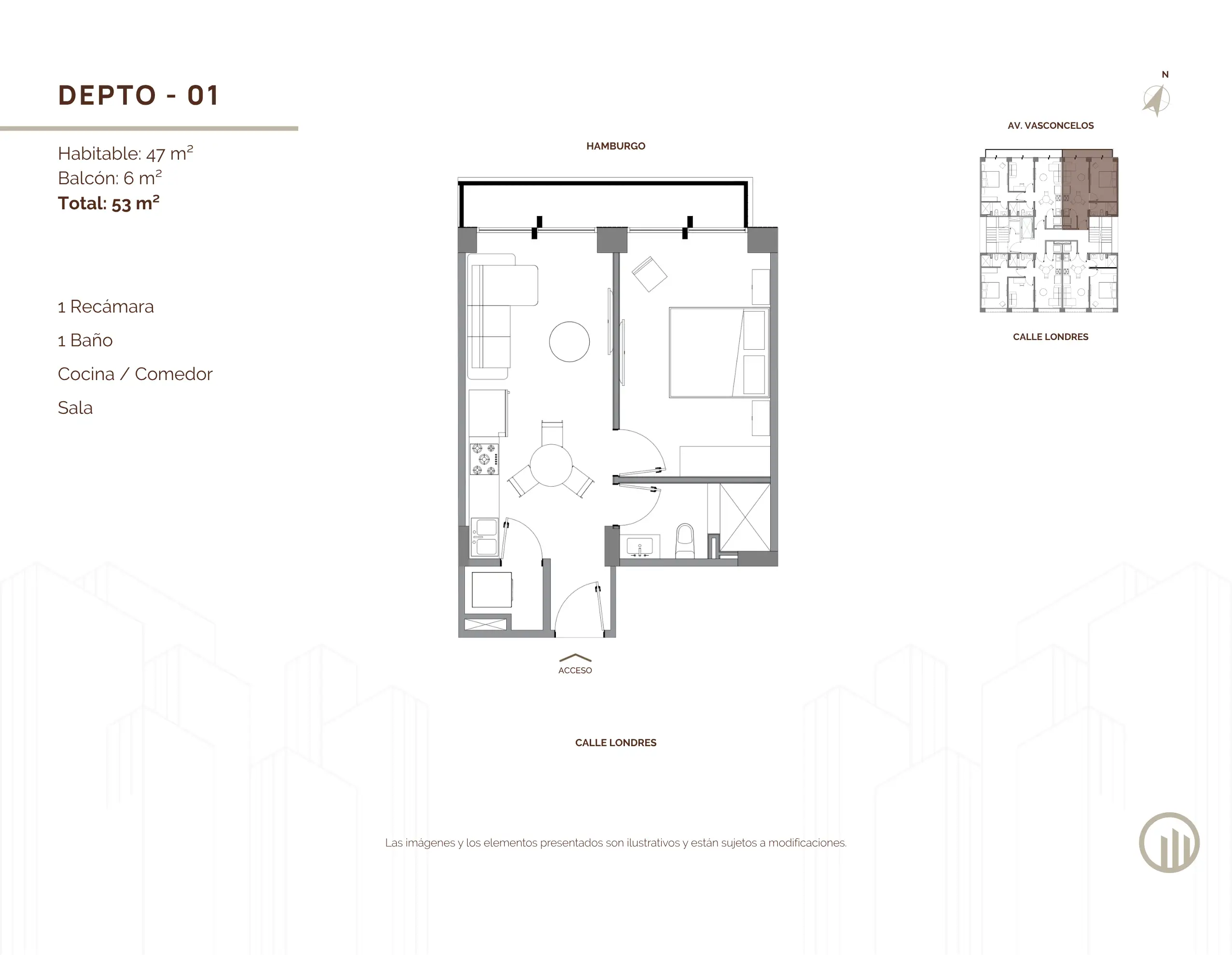 Tipología de departamento. Plano arquitectónico