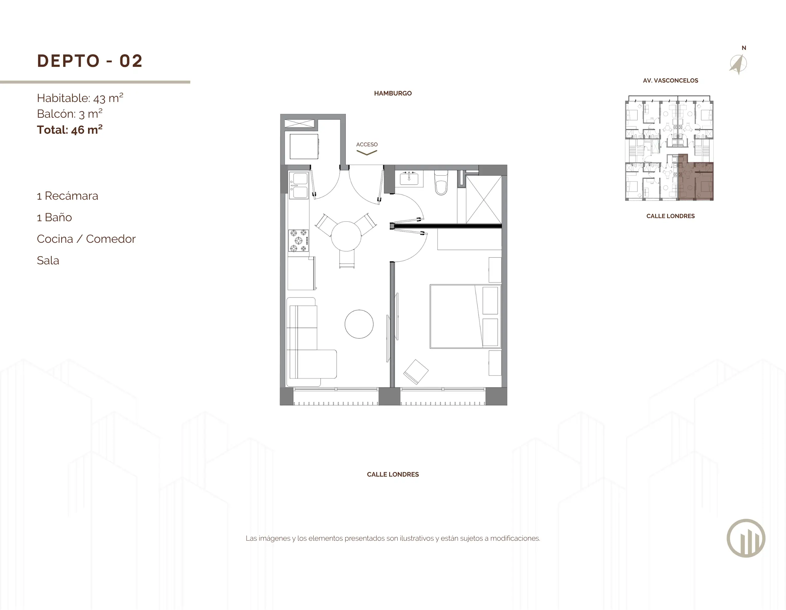 Tipología de departamento. Plano arquitectónico