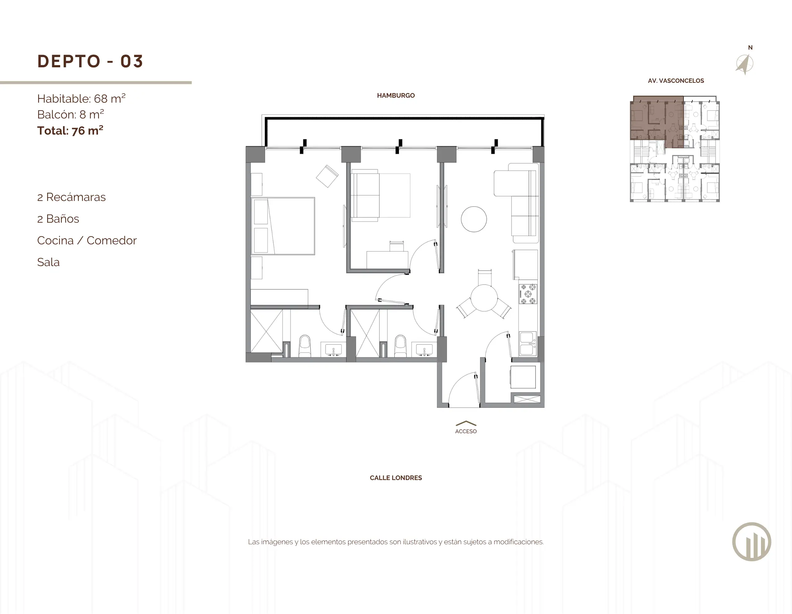 Tipología de departamento. Plano arquitectónico